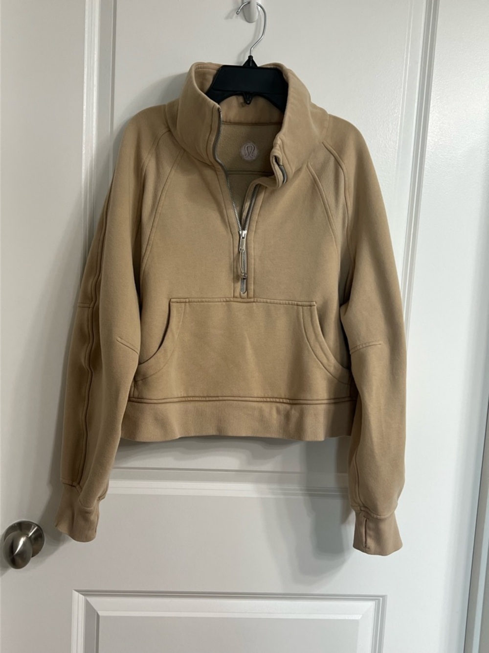 Lululemon Scuba Funnel Neck Half-Zip Pullover M/L | Beige Oversized Sweatshirt